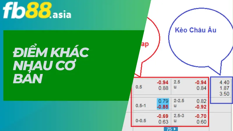 Điểm khác nhau cơ bản giữa kèo Châu Á và kèo Châu Âu?